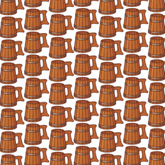 background pattern with wooden beer mug