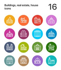 Colorful Buildings, real estate, house icons for web and mobile design pack 2
