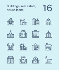 Outline Buildings, real estate, house icons for web and mobile design pack 2