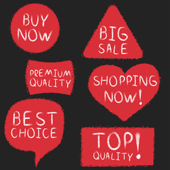 Chalk drawing shopping labels set