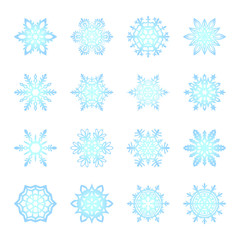 Separate Snowflakes Doodles Vector Rustic christmas clipart new year snow crystal illustration in flat style