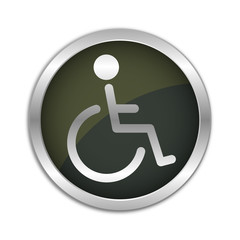 Button Set - dunkel mit silbernem Ring - Rollstuhl