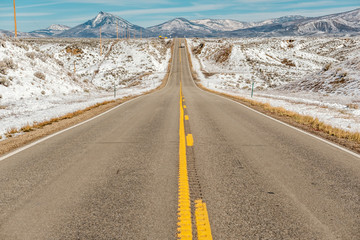 Season changing, first snow along highway