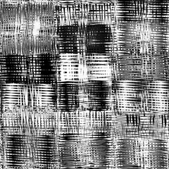 Seamless latticed grunge striped pattern in black and white colors