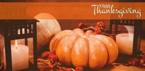 Composite image of illustration of happy thanksgiving day text © vectorfusionart