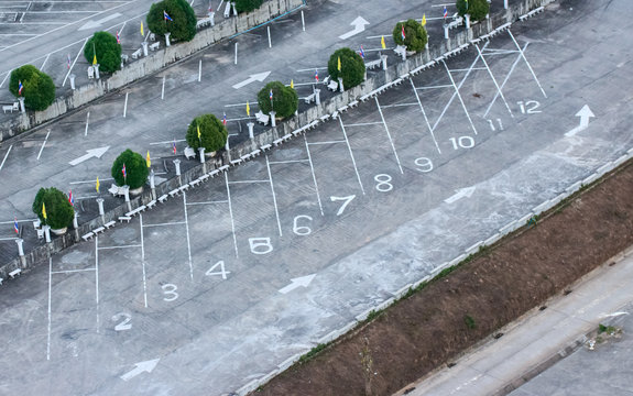 Top view of car parking in the park