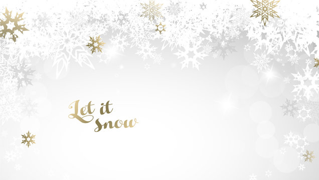 Abstract background with snowflakes and Let it snow text.