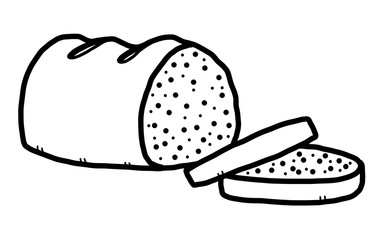 bread / cartoon vector and illustration, black and white, hand drawn, sketch style, isolated on white background.