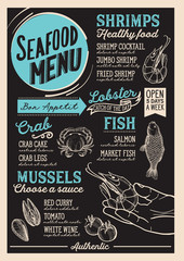 Seafood menu restaurant, food template.