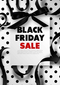 Black Friday sale promotional poster with silk bow