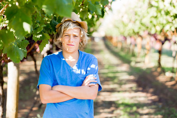 Boy in vineyard