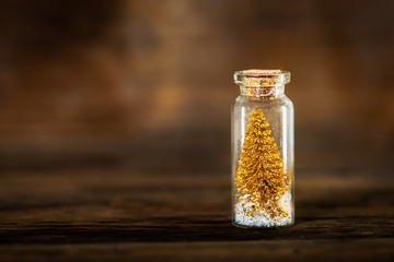 Miniature Gold Christmas Trees in Glass Baubles