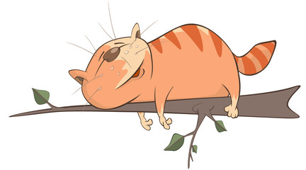 Illustration of a Cute Cat. Cartoon Character