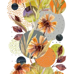  Abstracte bloemen en geometrische naadloze patroon. © Tanya Syrytsyna