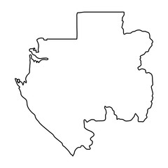 Gabon map of black contour curves of vector illustration