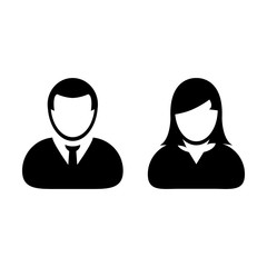 People Icon Vector Male and Female Sign of User Person Profile Avatar Symbol in Glyph Pictogram illustration