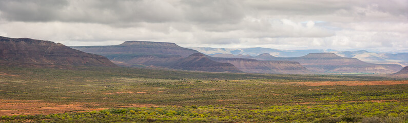Panoramic view of the mountains in the arid Karoo region of South Africa