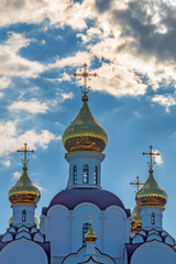Fototapeta na wymiar Beautiful Orthodox church against blue sky