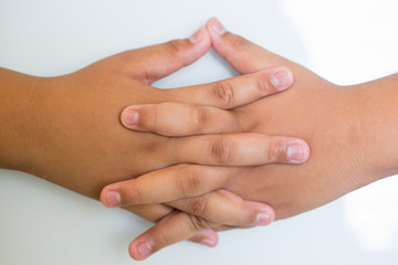 Obraz premium Right and left of the boys. Wrap both hands together with the fi