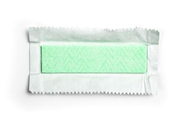 Chewing gum plate wrapped in foil isolated