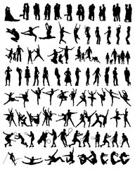 Big collection of people silhouettes, vector