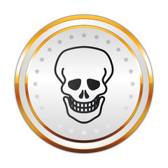 Luxus Button weiß - Totenkopf