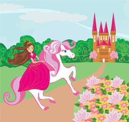 Obraz na płótnie Canvas The Beautiful princess and her cute horse