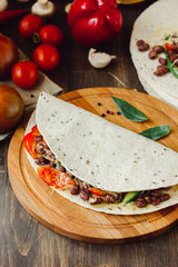 The vegetarian quesadilla - traditional mexican food.