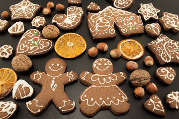 Gingerbread  Cookies on a Black Background