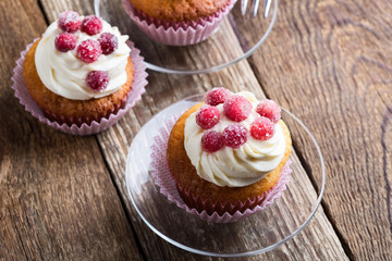 Candied cranberries and cream cheese  cupcakes