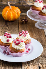 Candied cranberries and cream cheese  cupcakes