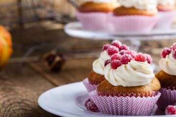 Candied cranberries and cream cheese  cupcakes
