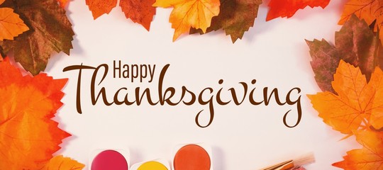 Naklejka premium Composite image of illustration of happy thanksgiving day text