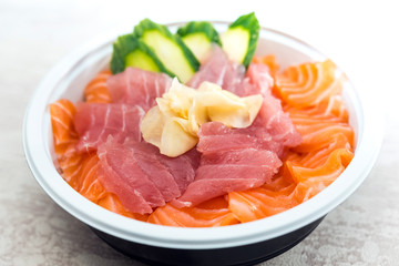 japanese food Mix Sashimi Chirashi Rice Bowl