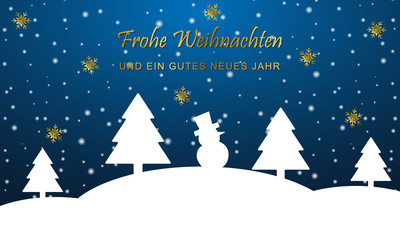 Fototapeta na wymiar Weihnachten - Zauberhafter Winterwald (Blau/Gold)