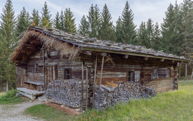 Historical barn farmhouse in the alps