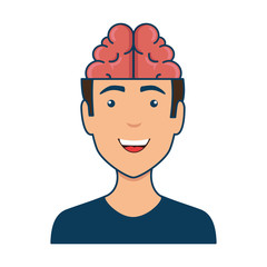 young man with brain avatar character
