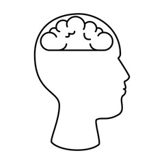 user profile with brain silhouette avatar icon