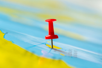 Travel destination points on a map