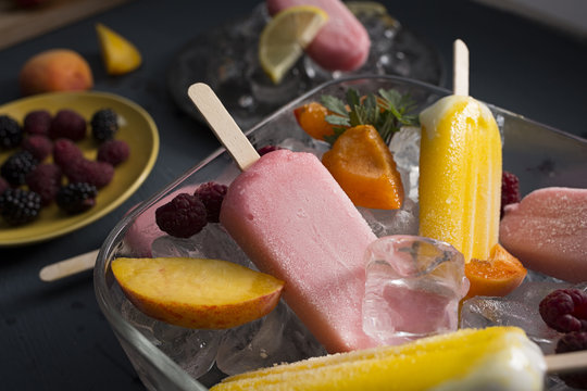 Pink and Yellow Popsicles