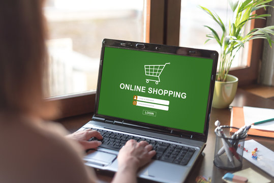 Online shopping concept on a laptop screen