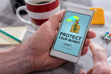 Money protection concept on a smartphone