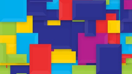 CG smooth colorful abstract background.Perfect seamless loop 4K footage.Colored paper pieces animated like moving rectangles with bevel. Yellow,green,pink,violet,blue,red.Perfect for VJ. - Powered by Adobe