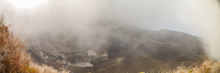 Panoramic view of Turrialba volcano crater