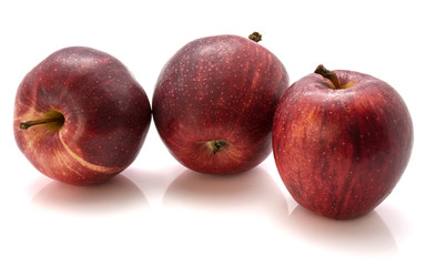 Three fresh Gala apples isolated on white background