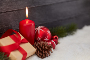 Weihnachten Dekoration als Hintergrund mit Kerze