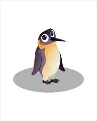 Penguin with big eyes-vector drawing-isolated white background