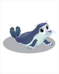 Cute little seal -vector drawing-isolated white background
