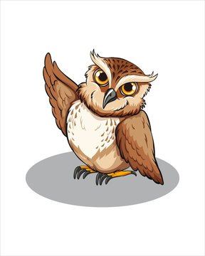 Cute Owl -isolated white background -vector drawing