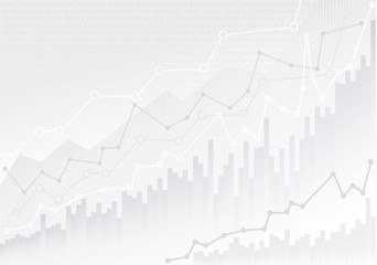 Abstract financial chart with trend line graph and numbers in stock market. Mockup template ready for your design. Vector illustration. Isolated on white background